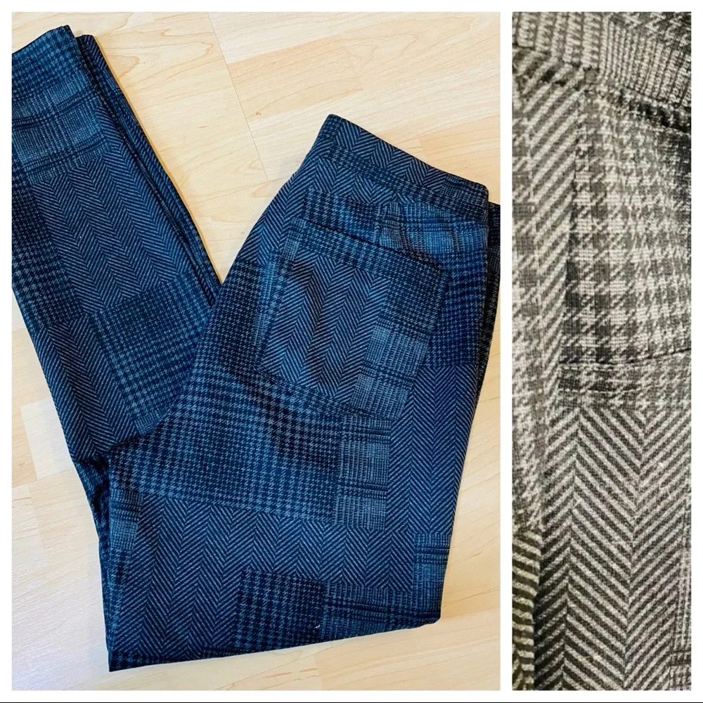 DESIGN LAB Plaid Houndstooth Patchwork Leggings Size Large New - Picture 1 of 8